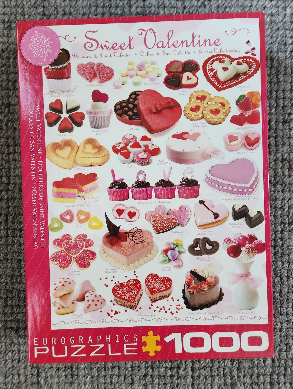 Eurographics 1000-Piece 'Sweet Valentine' Puzzle - Pink & Red Dessert Art
